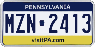 PA license plate MZN2413