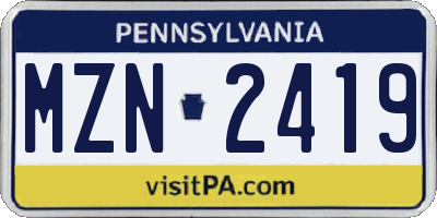 PA license plate MZN2419