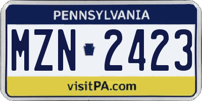 PA license plate MZN2423