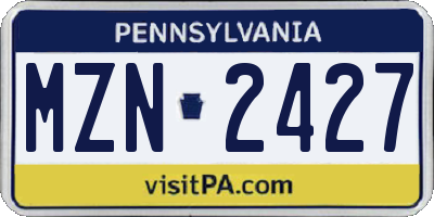PA license plate MZN2427