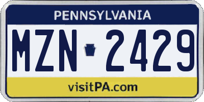 PA license plate MZN2429