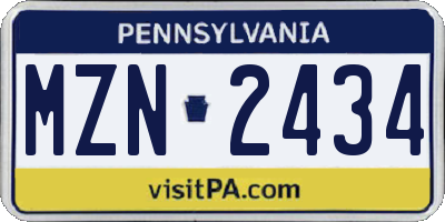 PA license plate MZN2434