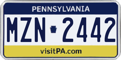 PA license plate MZN2442