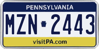 PA license plate MZN2443