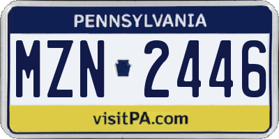 PA license plate MZN2446