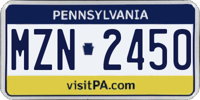 PA license plate MZN2450