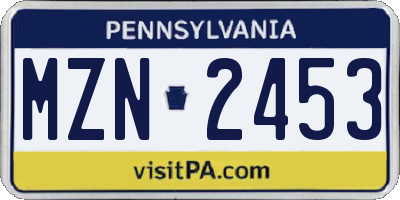 PA license plate MZN2453