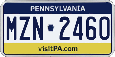 PA license plate MZN2460