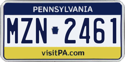 PA license plate MZN2461