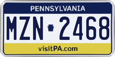 PA license plate MZN2468