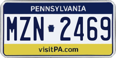 PA license plate MZN2469