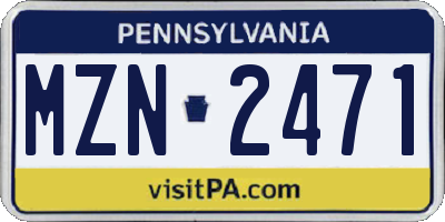 PA license plate MZN2471