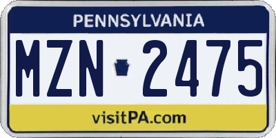 PA license plate MZN2475
