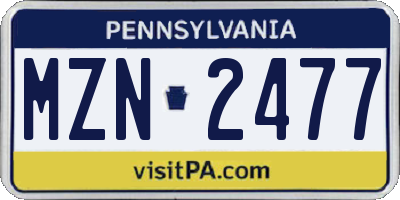 PA license plate MZN2477