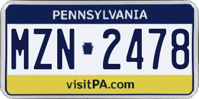 PA license plate MZN2478