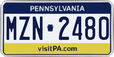 PA license plate MZN2480