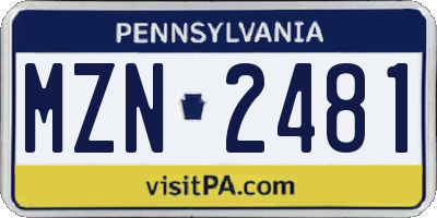 PA license plate MZN2481