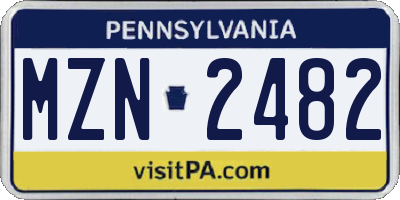 PA license plate MZN2482