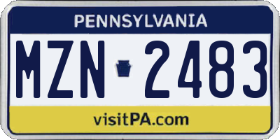 PA license plate MZN2483