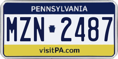 PA license plate MZN2487