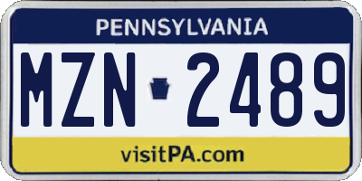 PA license plate MZN2489