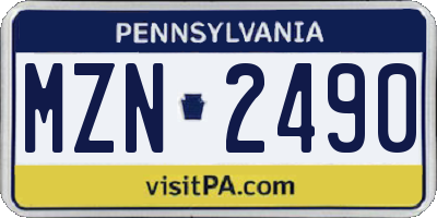 PA license plate MZN2490