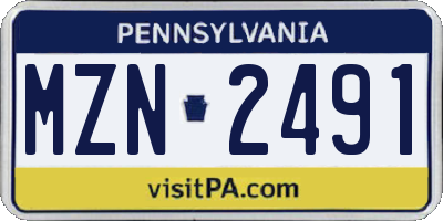 PA license plate MZN2491