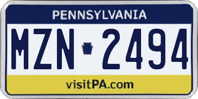 PA license plate MZN2494
