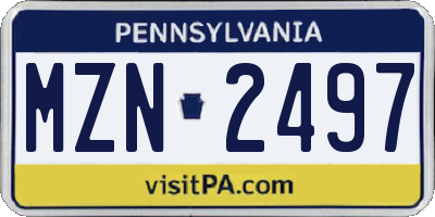 PA license plate MZN2497