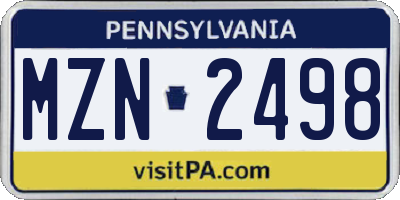 PA license plate MZN2498