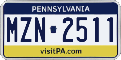 PA license plate MZN2511