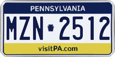 PA license plate MZN2512