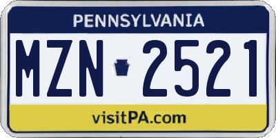 PA license plate MZN2521