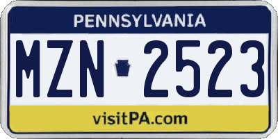 PA license plate MZN2523