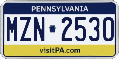 PA license plate MZN2530
