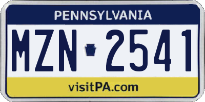 PA license plate MZN2541
