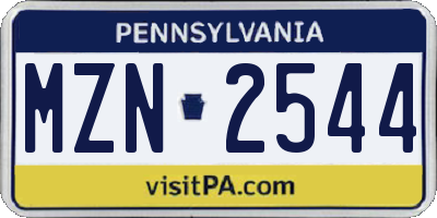 PA license plate MZN2544