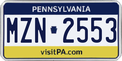 PA license plate MZN2553