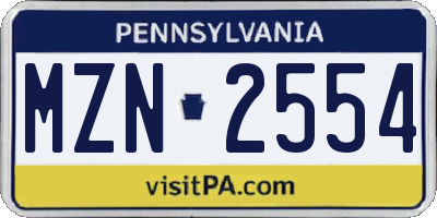 PA license plate MZN2554