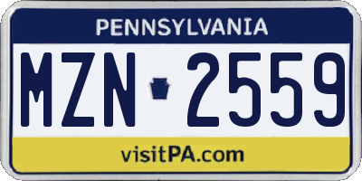 PA license plate MZN2559