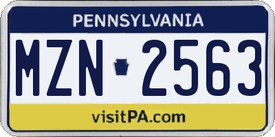 PA license plate MZN2563