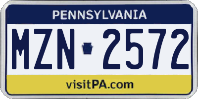 PA license plate MZN2572