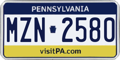 PA license plate MZN2580