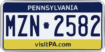 PA license plate MZN2582