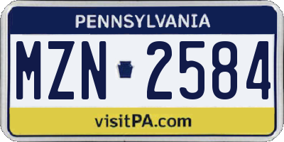 PA license plate MZN2584