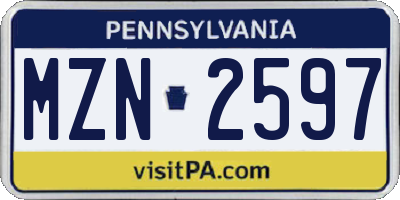 PA license plate MZN2597