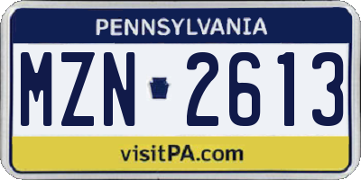 PA license plate MZN2613