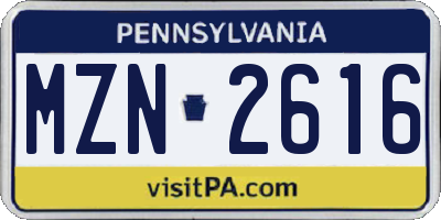 PA license plate MZN2616