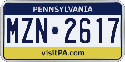 PA license plate MZN2617