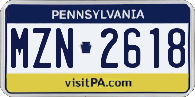 PA license plate MZN2618